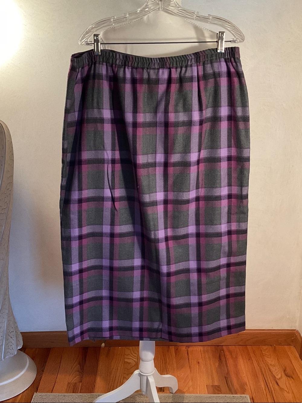 Requirements Purple & Gray Plaid Maxi Wrap Skirt with Fringe - Picture 3 of 7